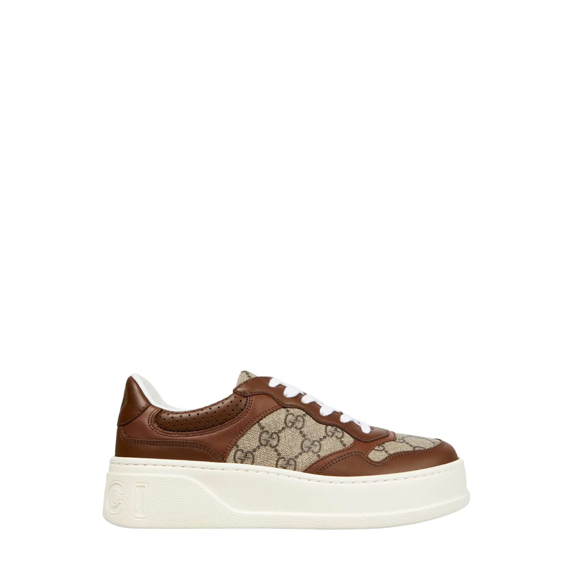 GG Supreme canvas leather-trimmed sneakers