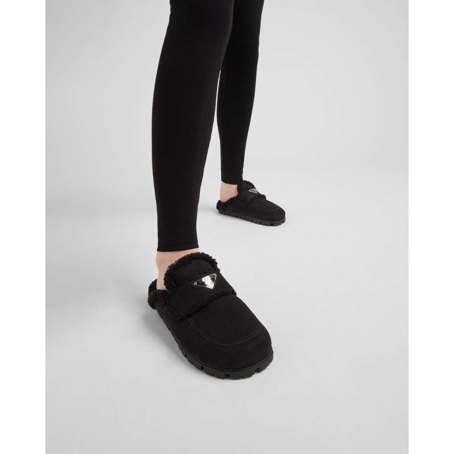 Black Shearling slippers